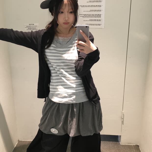 빈티지 그레이 러힙 데일리 코디세트