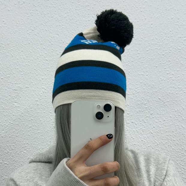 콜롬비아 블루 단가라 니트 비니