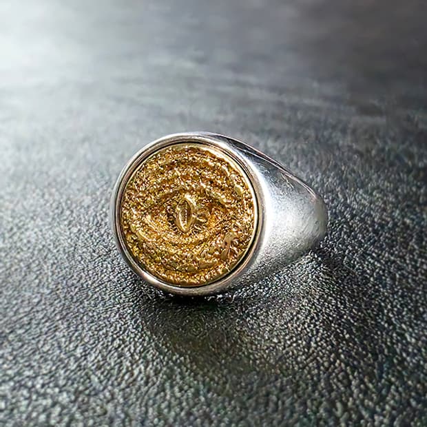 Tibr 백동 남자 엔틱 빈티지 명품 황금 눈 반지