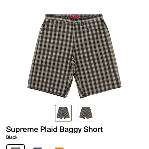 구매] 슈프림 24ss 플레이드 배기 쇼츠 블랙