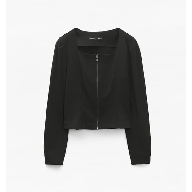 (새상품) 미쏘 스퀘어넥 집업블라우스 블랙 L사이즈
