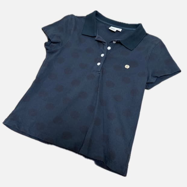 POLKA DOT ALL OVER PRINTED POLO TEE NAVY