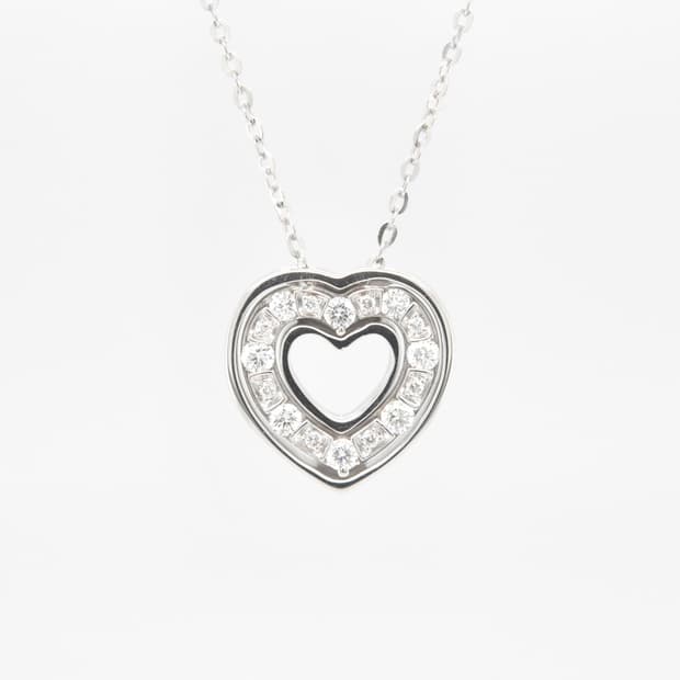 다미아니 벨에포크 하트 풀파베 천연 다이아몬드 18K 화이트골드 펜던트
