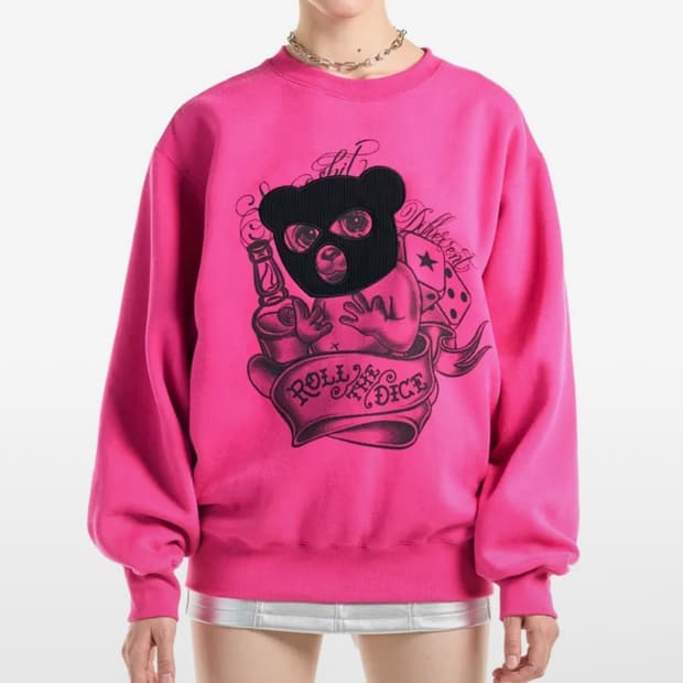 배디 맨투맨 Thief Bear Fleece Sweatshirt Pink