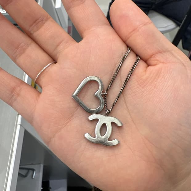빈티지 샤넬 하트 로고 목걸이