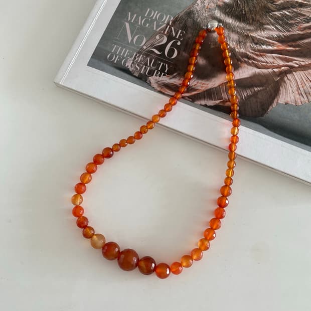 빈티지 카넬리언 비드 네크리스 목걸이 원석