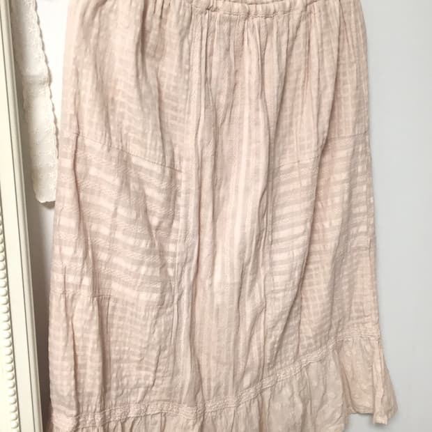 뮤트 살구 패치 미디 스커트 / 모리걸 스커트 