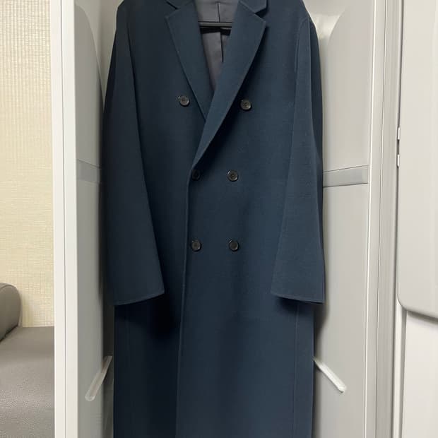 타임옴므 터콰이즈 캐시미어 세미오버핏 핸드메이드 더블코트 105사이즈