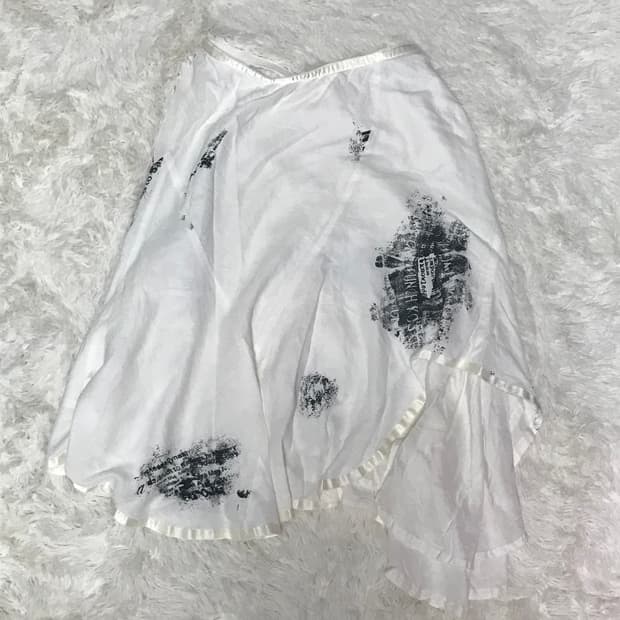 일본빈티지 레터링 디테일 언발란스 스커트
