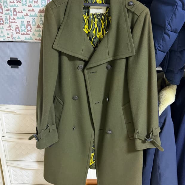 Burberry 버버리 프로섬 올리브 울 더블 코트 52 (105-110