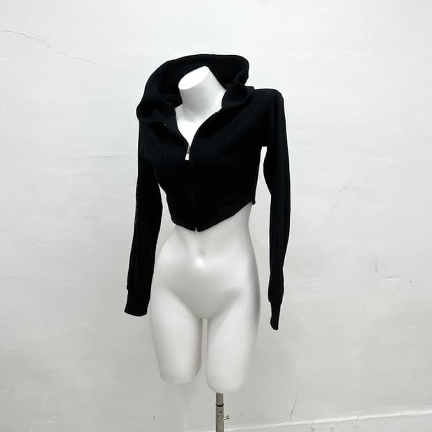 lace detail crop hood zip