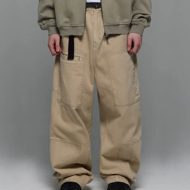 헤더헬렌 REPAIR CARGO BEIGE GARMENT PANTS