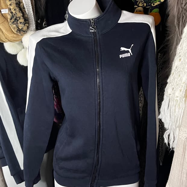 푸마 빈티지 스포티 기모 네이비져지 트랙탑