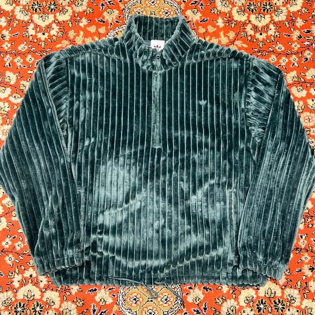 아디다스 벨벳 아노락 맨투맨 그린 L