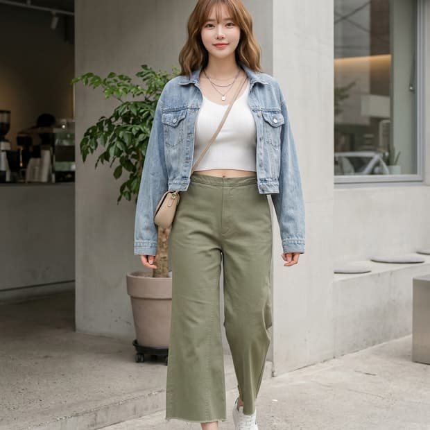 SIBEL SARAL 사이벨사랄 올리브 와이드 밴딩 팬츠