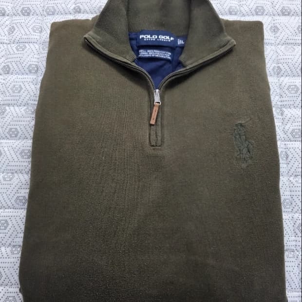 폴로 골프 남성 하프집업 카키 100