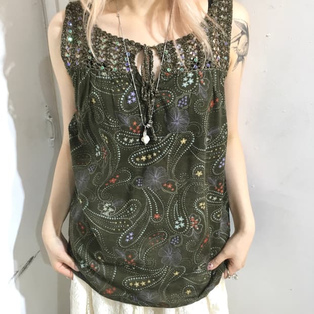 jpn vintage hippie mori brown sleeveless