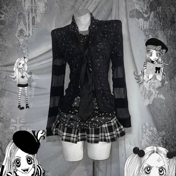 무채색 쇼콜라깔 스트라이프 데일리 키치 공겜여주 코디세트