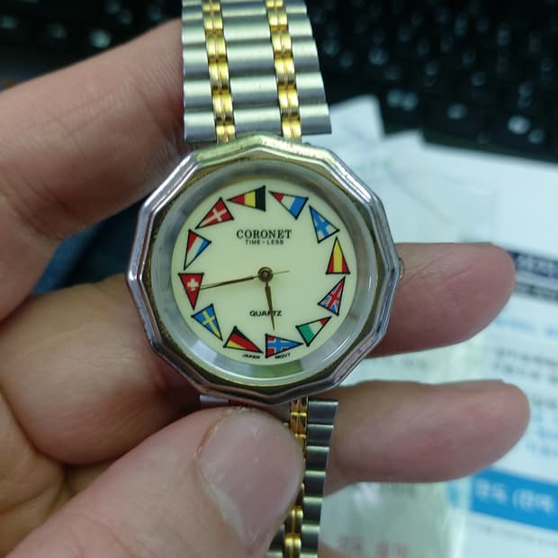 코로네트 국기 콤비 시계