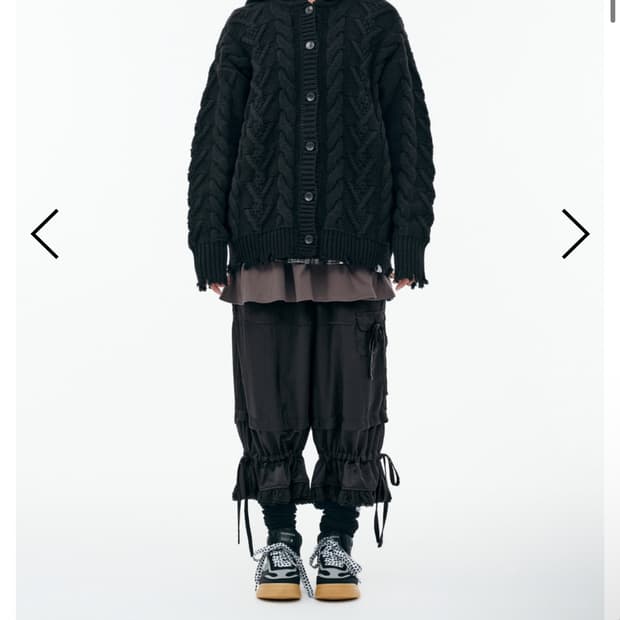 뚜오미오 데미지 케이블 가디건 블랙