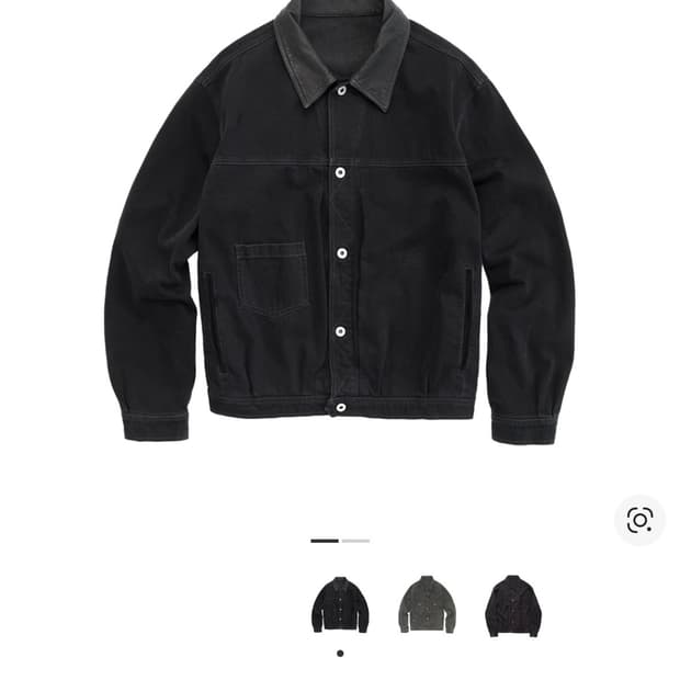 4) 폴리테루 유즈드 트러커 자켓 블랙 레더 카라