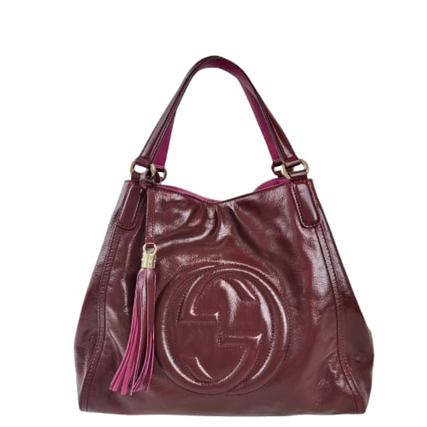 정품 구찌 소호 페이던트가죽 태슬 숄더백