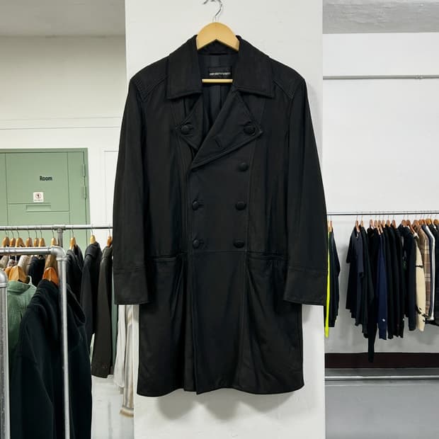 엠포리오 아르마니 레더 더블 코트 