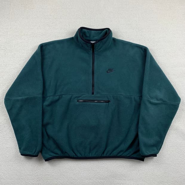 나이키 자수로고 하프집업 플리스 그린 