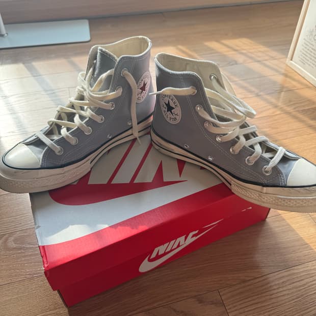 2번착용) 245 컨버스 척 70 하이 빈티지 캔버스 울프그레이