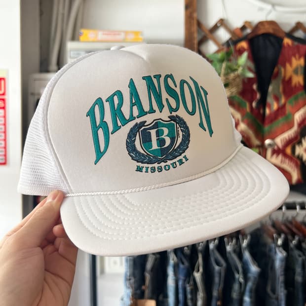 90's USA 빈티지 BRANSON 화이트 트러커 캡