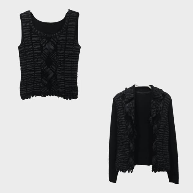 스피치오 BY  이세이미야케 슬리브리스 자켓 셋업 67221