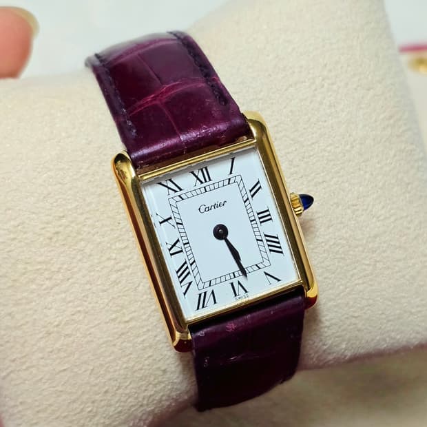 까르띠에탱크머스트 18k시계 L사이즈 수동감기 정품 