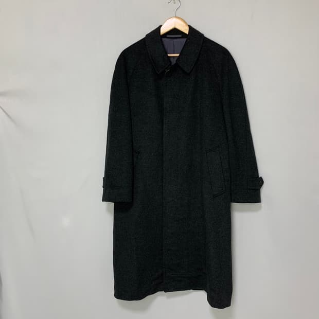 빈티지 캐시미어 100% 차콜 롱코트 남녀공용