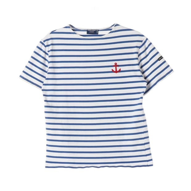 세인트제임스 닻 자수 마린 스트라이프 티 S