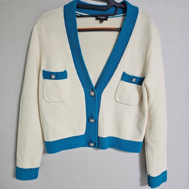 정품 여성 샤넬 캐시미어&울 가디건 38