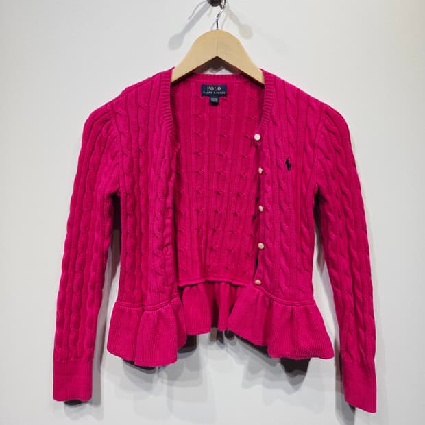 폴로랄프로렌 키즈 핑크 케이블 가디건_8-10(M)