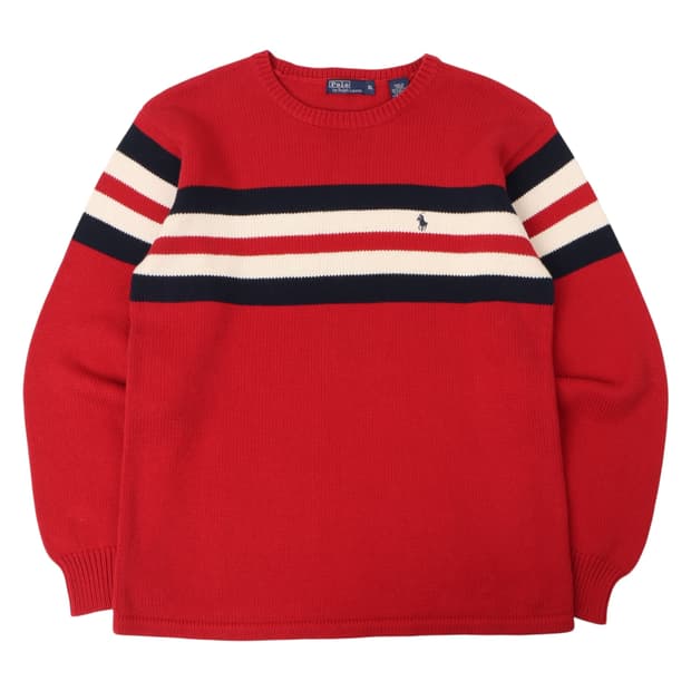 폴로 랄프로렌 레드 스트라이프 니트