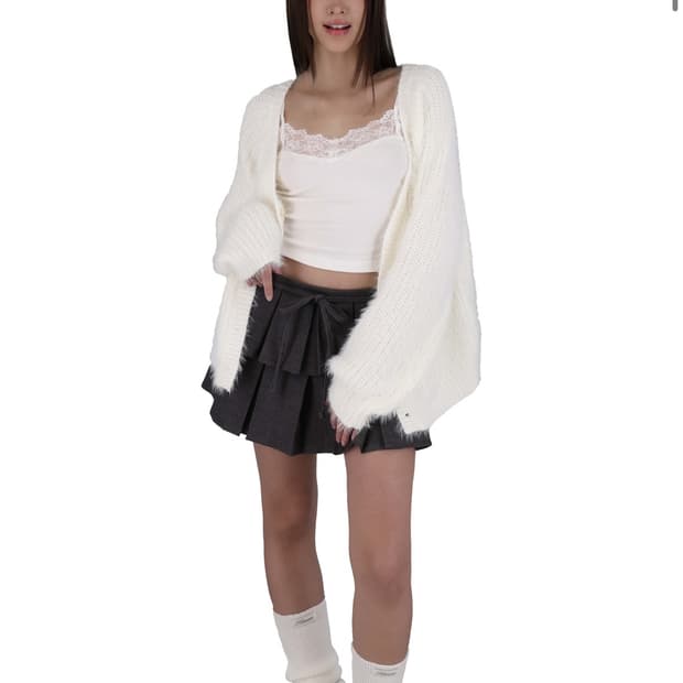 새상품 클리시어 슈가플럼 가디건 화이트