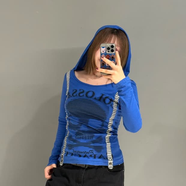 suspenders detail skull hood sleeve