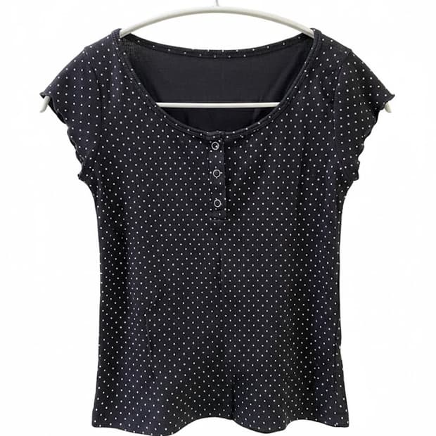 🐾도트 딱붙핏 똑딱이 반팔🐾