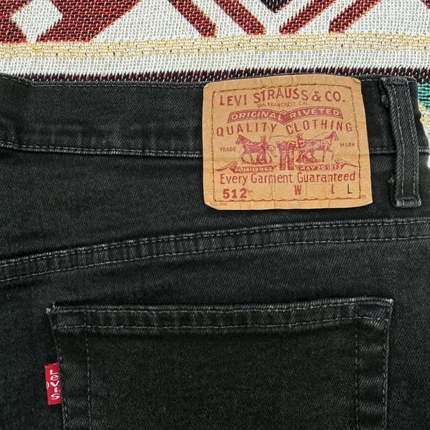리바이스 512 흑청 36/32 지퍼플라이