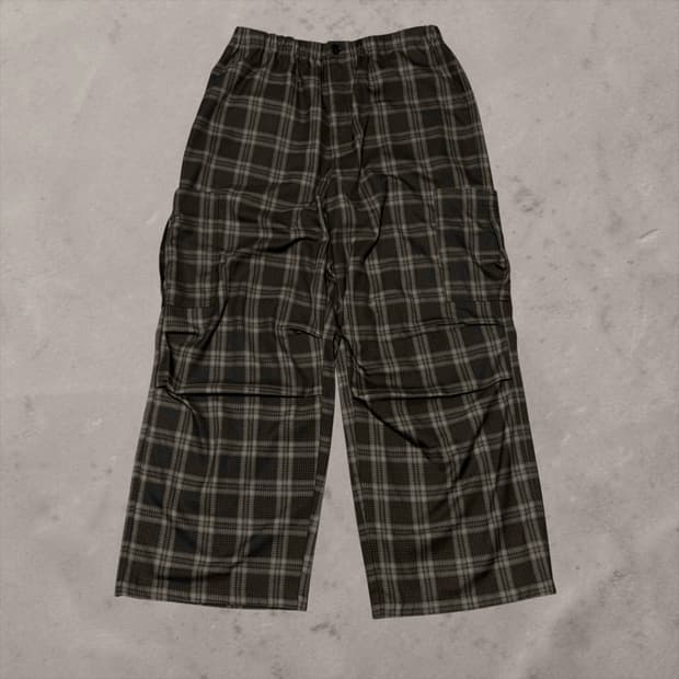 Check Parachute Cargo Pants Brown