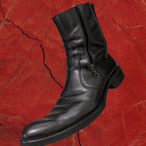 ANN DEMEULEMEESTER 90s 업턴 토 멀티지퍼 부츠 블랙