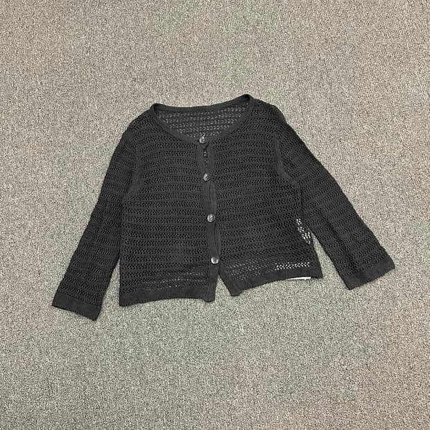 OS)Japanese vintage 여성 블랙 크롭 가디건