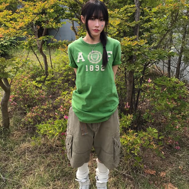 Abercrombie Green Logo Tee