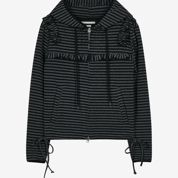 타입서비스 스트라이프 러플 후드집업