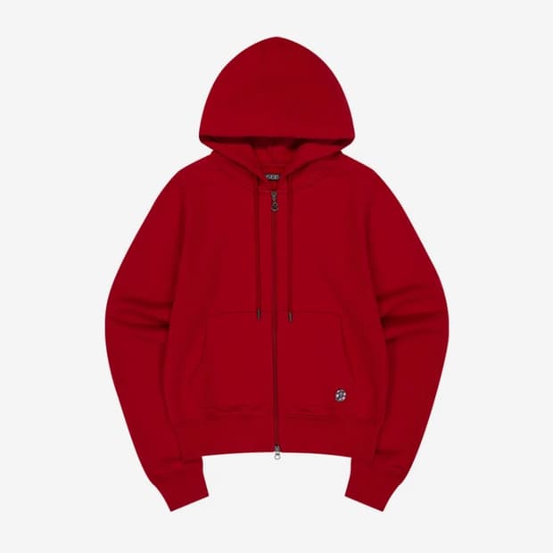 038 COZY HOOD ZIP-UP RED