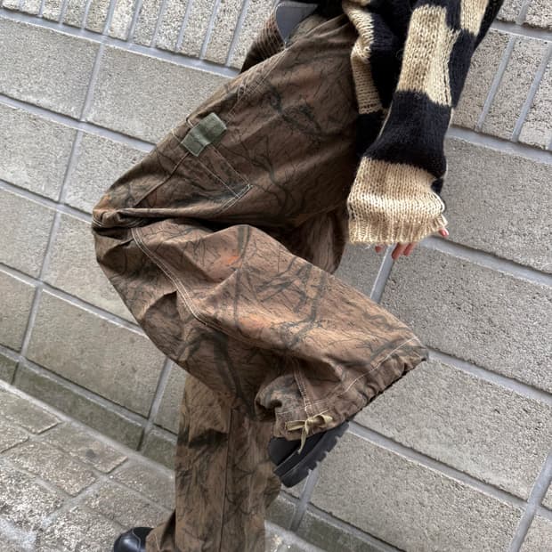 리얼트리 패턴 오버핏 와이드 카고팬츠