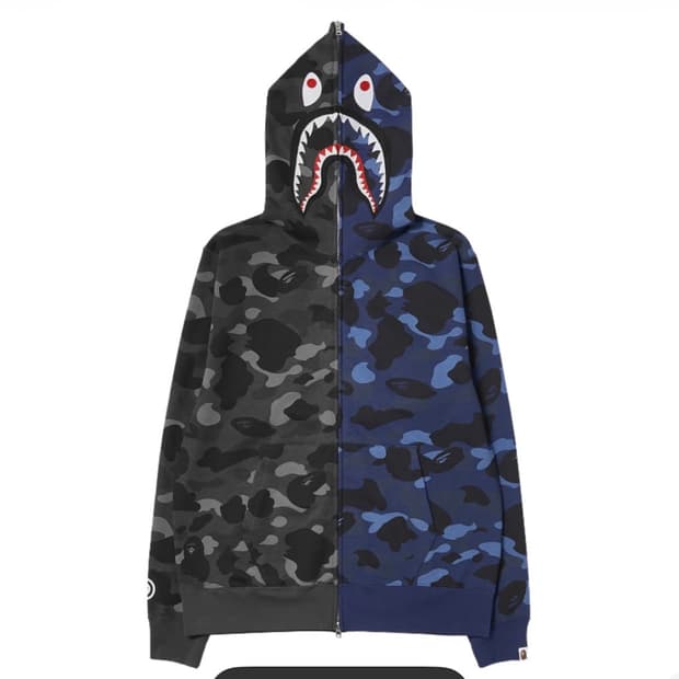 베이프 컬러 카모 세퍼레이트 샤크 풀 집 후드집업