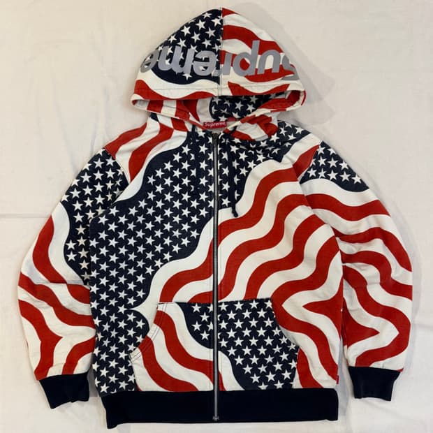 14FW 슈프림 성조기 리플렉티브 후드집업